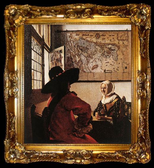 framed  Jan Vermeer Officer with a Laughing Girl, ta009-2